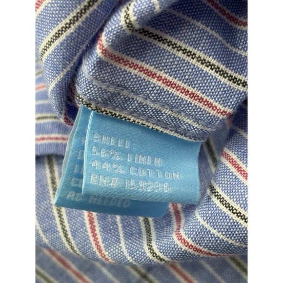 J. McLaughlin Shirt Mens XL XLARGE Blue‎ Striped Linen Cotton Blend Button Down - Picture 16 of 16